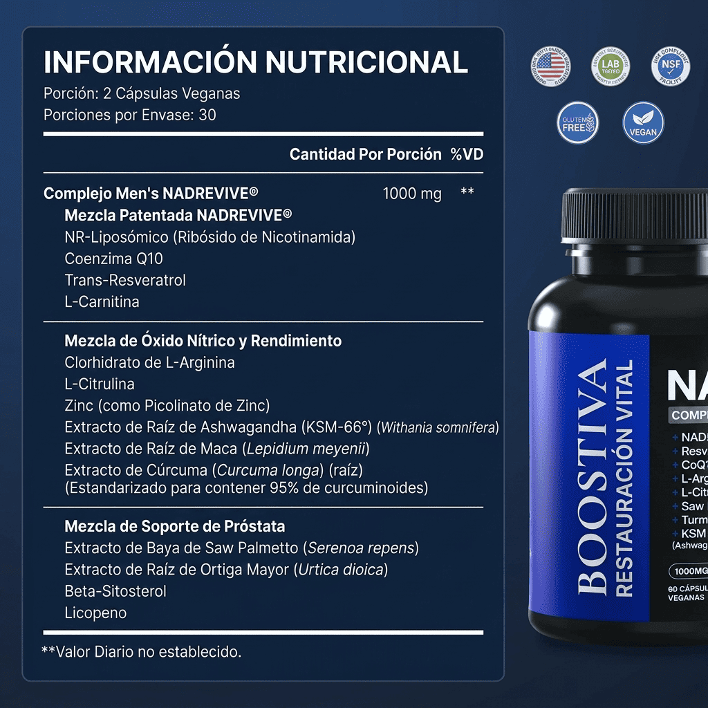 Fórmula de máxima potencia: NAD+ liposomal para hombres - Upper