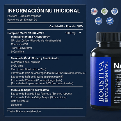 Fórmula de máxima potencia: NAD+ liposomal para hombres - Upper