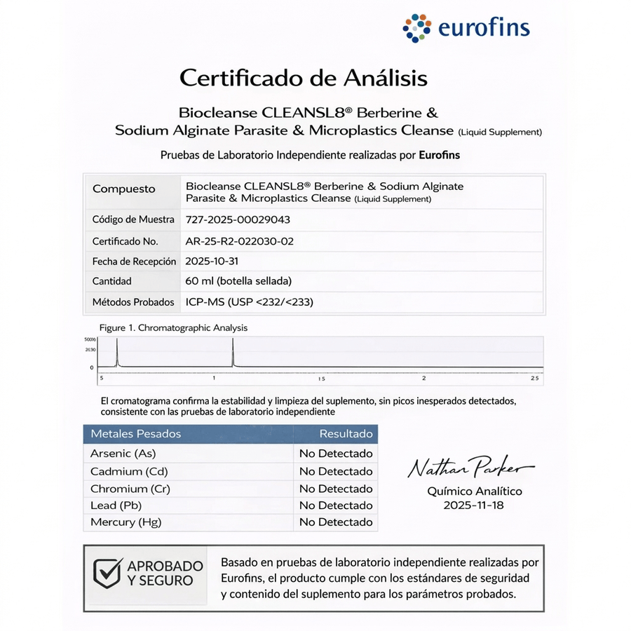 Limpieza corporal completa definitiva para eliminar parásitos, metales y microplásticos.